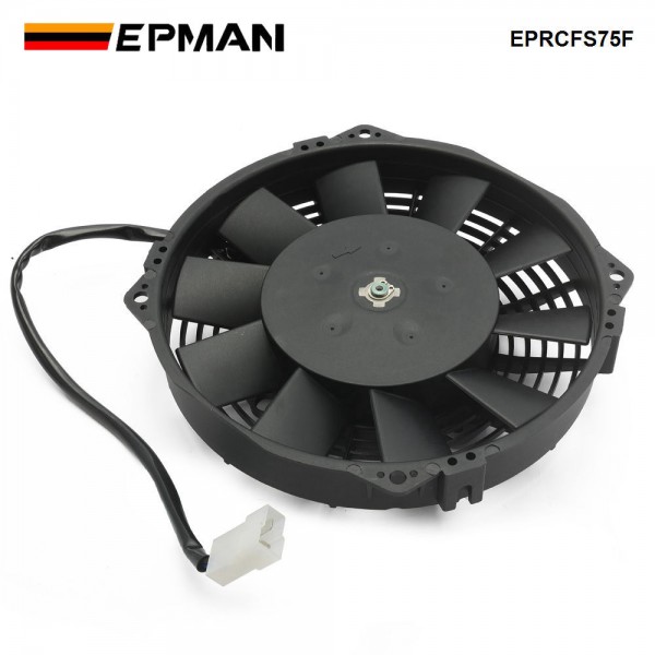 EPMAN 7.5″ Low Profile Puller Straight Blade 12 V Waterproof RPM4300 Electric Radiator Engine Cooling Fan EPRCFS75F