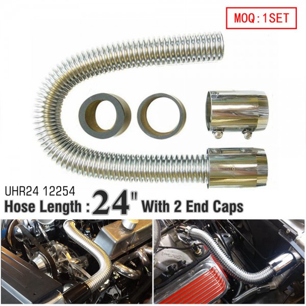 Ultra Radiator Hose 24" With 2 End Caps Stainless Steel Radiator Flexible Coolant Water Hose Kit Universal UHR24 12254 Ultra Radiator Hose 24" With 2 End Caps Stainless Steel Radiator Flexible Coolant Water Hose Kit Universal UHR24 12254