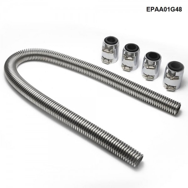 5SETS/CARTON Ultra Radiator Hose 48" With 4 End Caps Universal Stainless Steel Radiator Flexible Coolant Water Hose Kit UHR48 12256 EPAA01G48