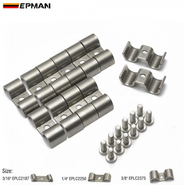 EPMAN Stainless Steel Double Line Clamps Pack of 12 modified Fits Fuel, Air, Electrical, Brake, Lines 