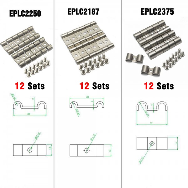 EPMAN Stainless Steel Double Line Clamps Pack of 12 modified Fits Fuel, Air, Electrical, Brake, Lines 