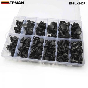 EPMAN 240 PCS Plastic Rivets Fastener Fender Bumper Push Pin Clips Free Remover Tool EPSLK240F