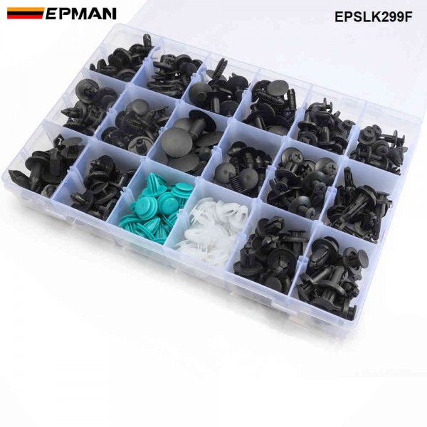 EPMAN 299pcs Car Body Push Pin Rivet Clip Fastener Mud Moulding Trim Kit Use Sale EPSLK299F