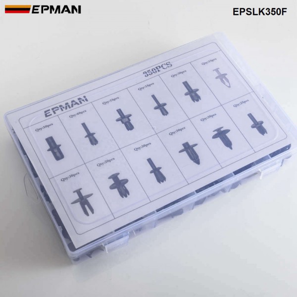 EPMAN 350PCS Auto Fastener Kit Car Universal Plastic Nylon Fixing Clip Rivet Door Panels Retainer Fender Liner EPSLK350F