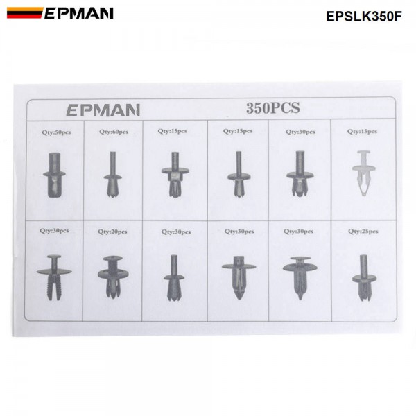 EPMAN 350PCS Auto Fastener Kit Car Universal Plastic Nylon Fixing Clip Rivet Door Panels Retainer Fender Liner EPSLK350F
