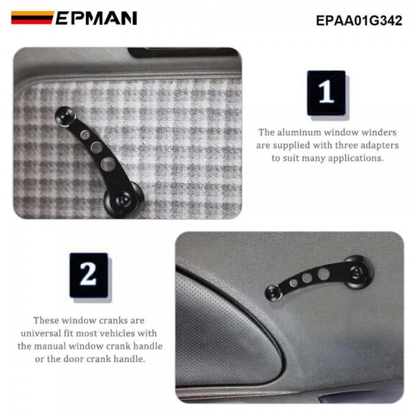 EPMAN Universal Window Crank Handle Kit CNC Precision Cut Solid Billet Aluminum Direct Replacement for Toyota Honda Ford Nissan & More Hard Anodized EPAA01G342