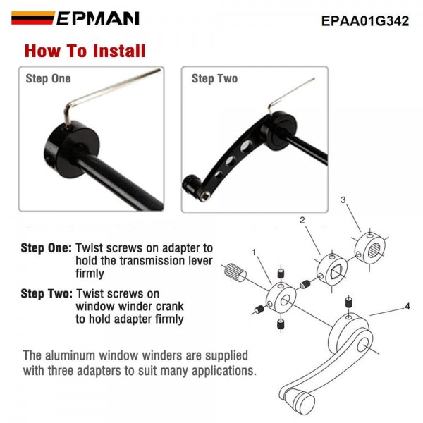 EPMAN Universal Window Crank Handle Kit CNC Precision Cut Solid Billet Aluminum Direct Replacement for Toyota Honda Ford Nissan & More Hard Anodized EPAA01G342