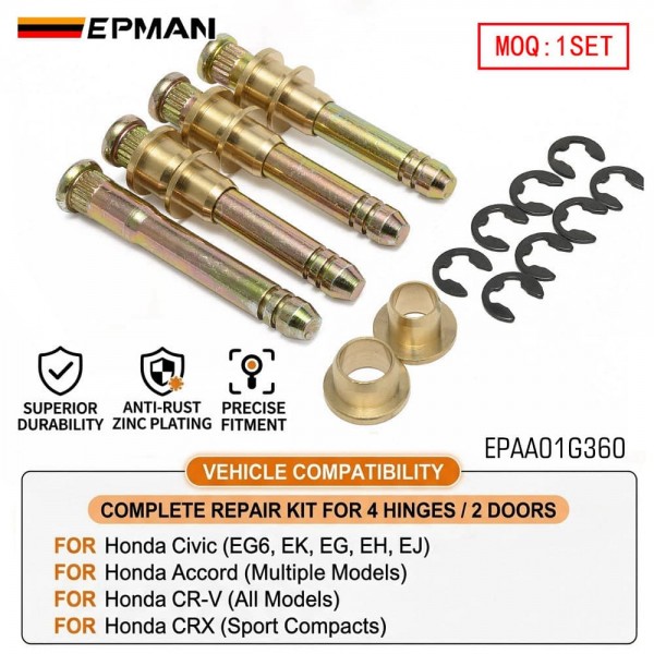 EPMAN Heavy Duty Door Hinge Pin Bushing Kit for Honda Civic Accord CR-V CRX CX DX EX SI EPAA01G360