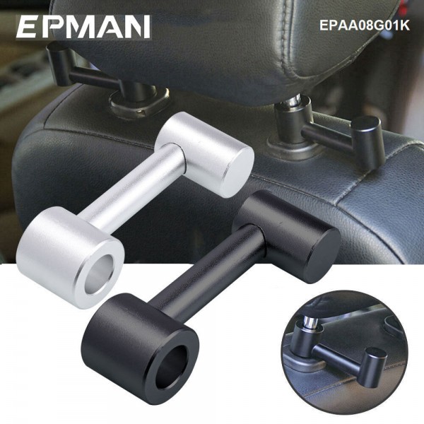 EPMAN Aluminum Alloy Car Headrest Bar Hook Coat Grocery Bag Hanger Storage Organizer Holder Hook EPAA08G01K