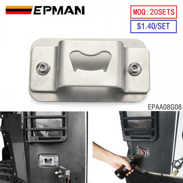 EPMAN Bottle Opener Rear License Plate Tailgate Accessory Fit for 2007-2018 Jeep JK Wrangler EPAA08G08