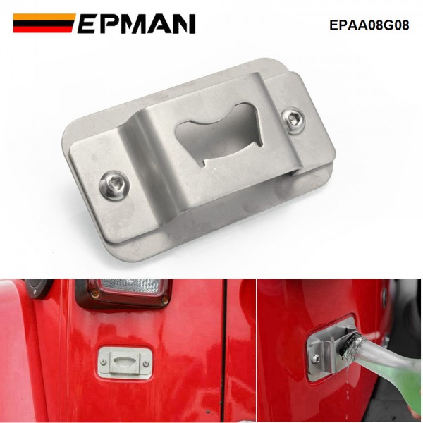 EPMAN Bottle Opener Rear License Plate Tailgate Accessory Fit for 2007-2018 Jeep JK Wrangler EPAA08G08