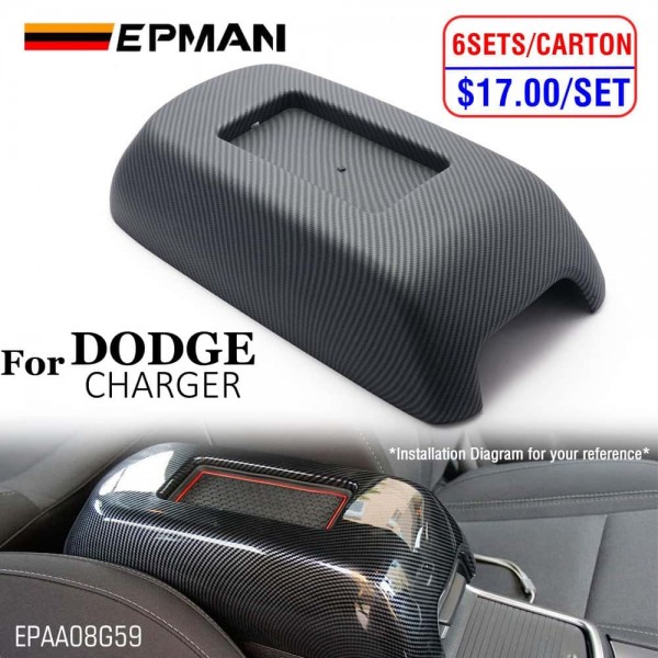EPMAN 6SETS/CARTON Carbon Fiber Style Center Console Organizer Armrest Box Cover Trim With Storage Slot For Dodge Charger 2011-2023/Chrysler 300 2015-2023 EPAA08G59-6T