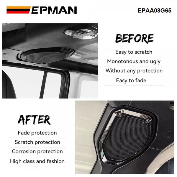 EPMAN 20SETS/CARTON 2PCS/SET Top Speaker Audio Surround Trim Car Roof Speaker Decoration Cover For Jeep Wrangler JL JLU Gladiator JT 2018-2023 EPAA08G65-20T EPMAN 20SETS/CARTON 2PCS/SET Top Speaker Audio Surround Trim Car Roof Speaker Decoration Cover For Jeep Wrangler JL JLU Gladiator JT 2018-2023 EPAA08G65-20T