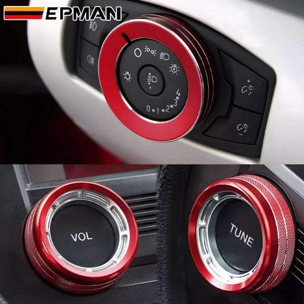 EPMAN 100SETS/CARTON 3PCS/SET Aluminum Headlight Volume Tune Control Button Cover Decoration Twist Switch Ring Trim For Ford Mustang 2015-2022 EPAA08G69-100T EPMAN 100SETS/CARTON 3PCS/SET Aluminum Headlight Volume Tune Control Button Cover Decoration Twist Switch Ring Trim For Ford Mustang 2015-2022 EPAA08G69-100T