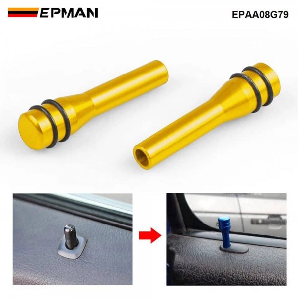 EPMAN Universal Car Door Lock Knob Aluminum Alloy 7mm Shaft Set of 4 Replacement Handle for Sedan SUV Truck Van Interior Door Lock Mechanism EPAA08G79
