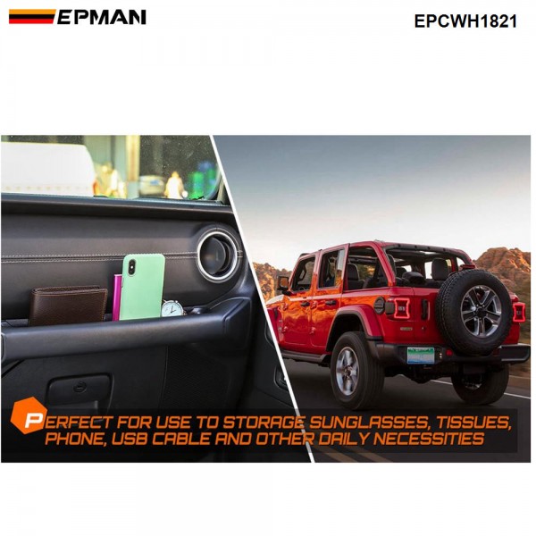 EPMAN 50PCS/LOT Passenger Storage Tray Organizer Grab Handle Accessory Box for 2018-2021 Jeep Wrangler JL JLU & Jeep Gladiator JT EPCWH1821-50T