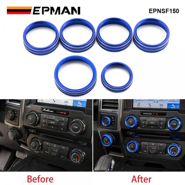 EPMAN 20SETS/CARTON Aluminum Alloy Air Conditioner Audio Volume Tune 4WD Switch Knob Ring Interior Covers Trim for Ford F150 XLT 2016-2020 EPNSF150-20T EPMAN 20SETS/CARTON Aluminum Alloy Air Conditioner Audio Volume Tune 4WD Switch Knob Ring Interior Covers Trim for Ford F150 XLT 2016-2020 EPNSF150-20T