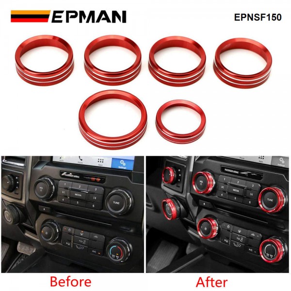EPMAN 20SETS/CARTON Aluminum Alloy Air Conditioner Audio Volume Tune 4WD Switch Knob Ring Interior Covers Trim for Ford F150 XLT 2016-2020 EPNSF150-20T EPMAN 20SETS/CARTON Aluminum Alloy Air Conditioner Audio Volume Tune 4WD Switch Knob Ring Interior Covers Trim for Ford F150 XLT 2016-2020 EPNSF150-20T