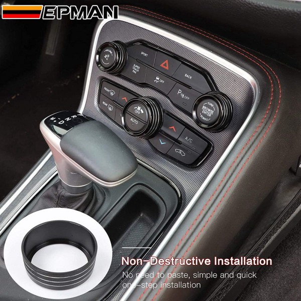 EPMAN 100SETS/CARTON Aluminum Air Conditioner Switch CD Button Knob for Dodge Challenger Charger Chrysler 300 300s 2015-2019, for Ram 2013-2018 EPNST300-100T