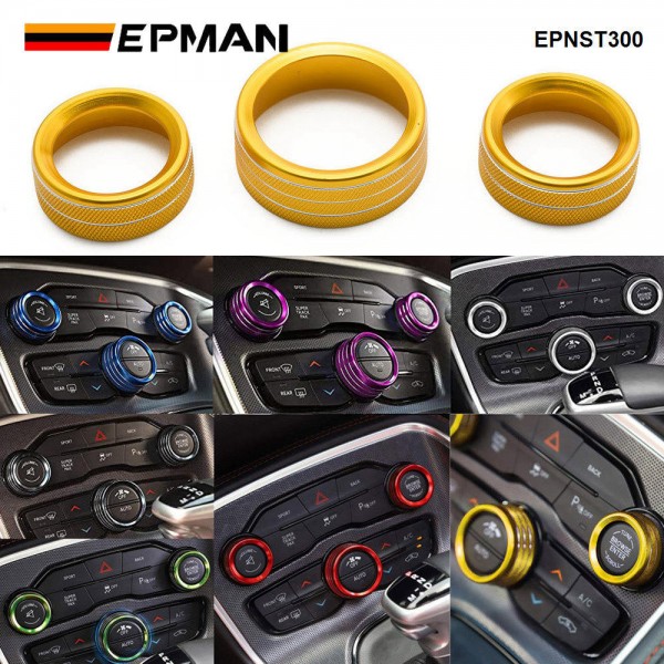 EPMAN 60SETS/CARTON Aluminum Air Conditioner Switch CD Button Knob for Dodge Challenger Charger Chrysler 300 300s 2015-2019, for Ram 2013-2018 EPNST300-60T