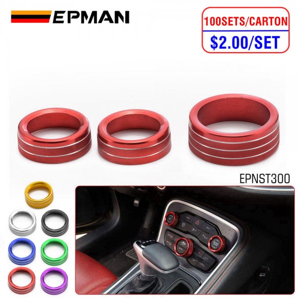 EPMAN 100SETS/CARTON Aluminum Air Conditioner Switch CD Button Knob for Dodge Challenger Charger Chrysler 300 300s 2015-2019, for Ram 2013-2018 EPNST300-100T