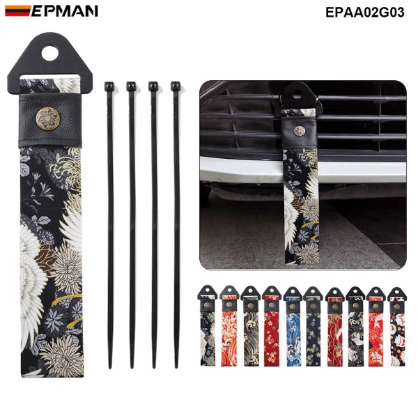 EPMAN 20PCS/LOT Universal JDM Sakura Blossom Black High Strength Tow Towing Strap Hook Front/Rear Bumper EPAA02G03-20PCS