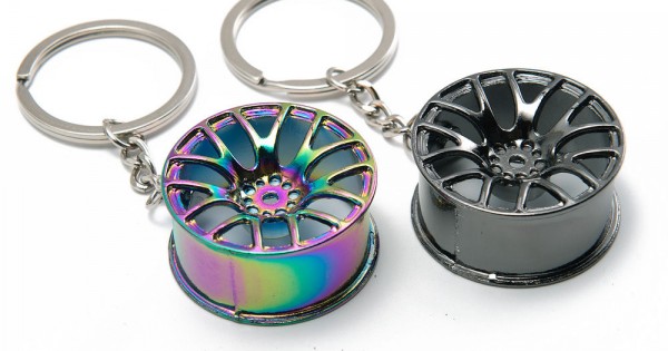 Mini Metal Car Tyre Keychain Key Chain Tire Key Ring Auto Part Hub Rim Keyfob 