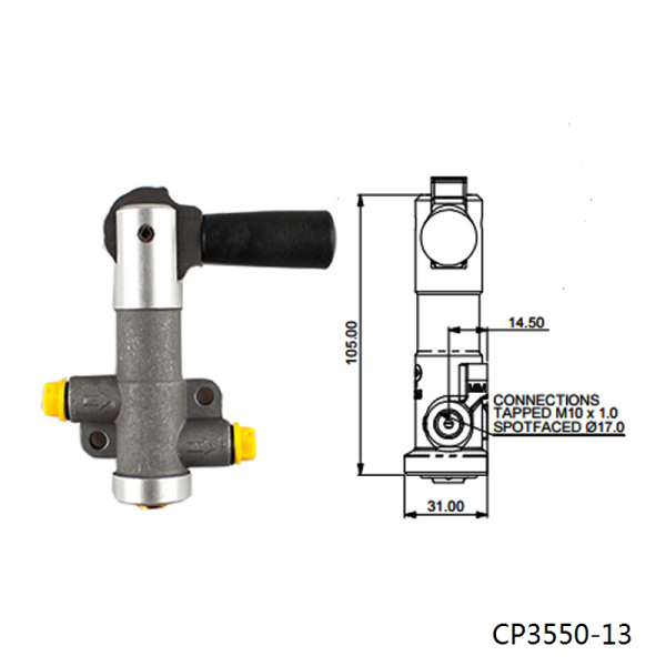 Single Bore - CP3550-13 Lever type brake proportioning valve with 7 settings With Ap Logo CP3550-13