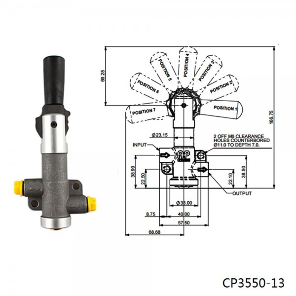 TANSKY Single Bore CP3550-13 Lever type brake proportioning valve with 7 settings CP3550-13