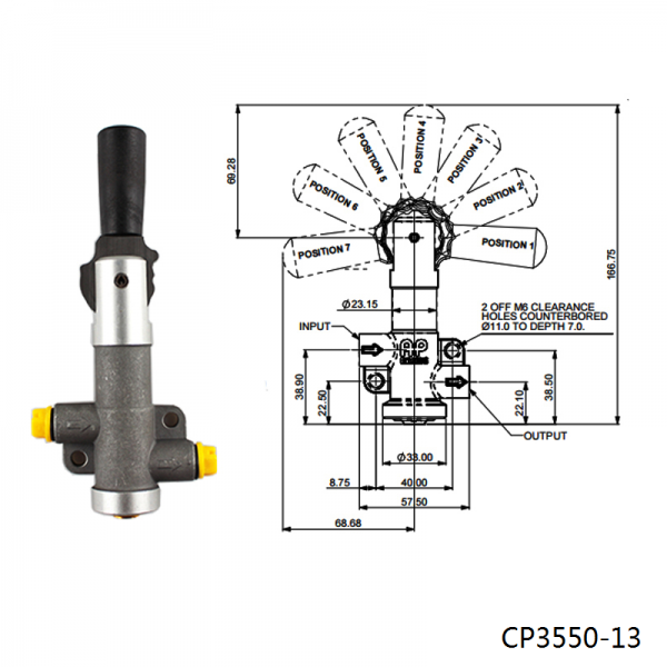 TANSKY Single Bore CP3550-13 Lever type brake proportioning valve with 7 settings With Ap Logo CP3550-13