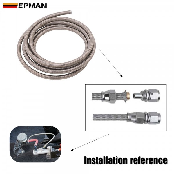 EPMAN -50M Braided Stainless Steel 3AN AN3 AN-3 Te-fl-on Brake Swivel Hose PTFE Hydraulic Brake Fuel Line Hose EP-TFL03
