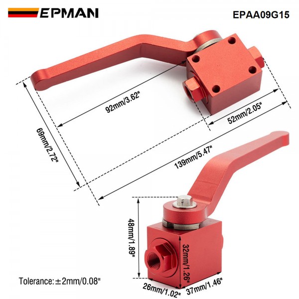 EPMAN 1/8" NPT CNC Aluminium Brake Line Lock Shut Off Valve Fuel Flow Control Cut Off Valve Fitting EPAA09G15