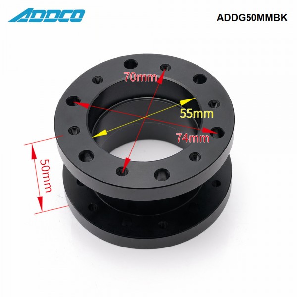 ADDCO Aluminum Alloy 50mm Height Car Steering Wheel Hub Extension Adapter Spacer ADDG50MMBK