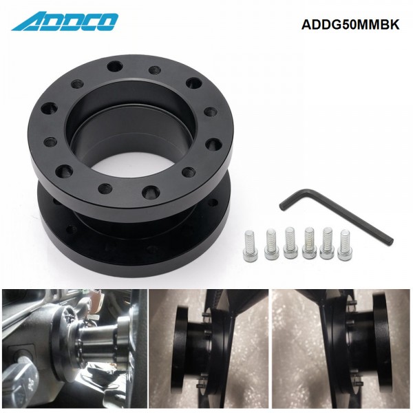 ADDCO Aluminum Alloy 50mm Height Car Steering Wheel Hub Extension Adapter Spacer ADDG50MMBK