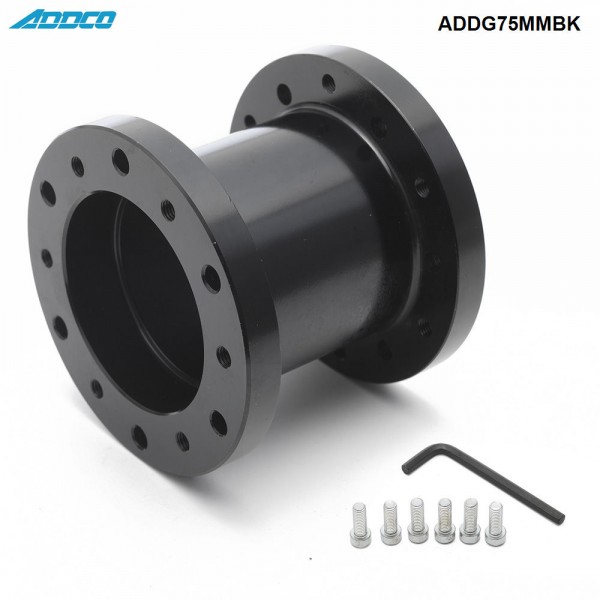 ADDCO Car 75mm Height Aluminium Alloy Steering Wheel Hub Adapter Spacer Boss Kit ADDG75MMBK