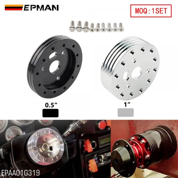 EPMAN 1 Inch / 0.5 Inch Extension for 6 Hole Steering Wheels to 3 Hole Hub Adapter Boss Kit Spacer EPAA01G319