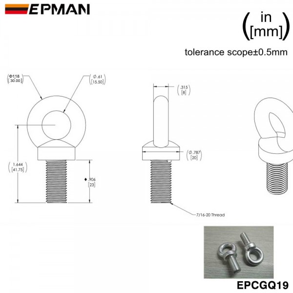 EPMAN Racing Seat Belts Harness Eye Bolt Size: 7/16 Banjo Fitting For Takata Sablet Sparco ect. Harness EPCGQ19