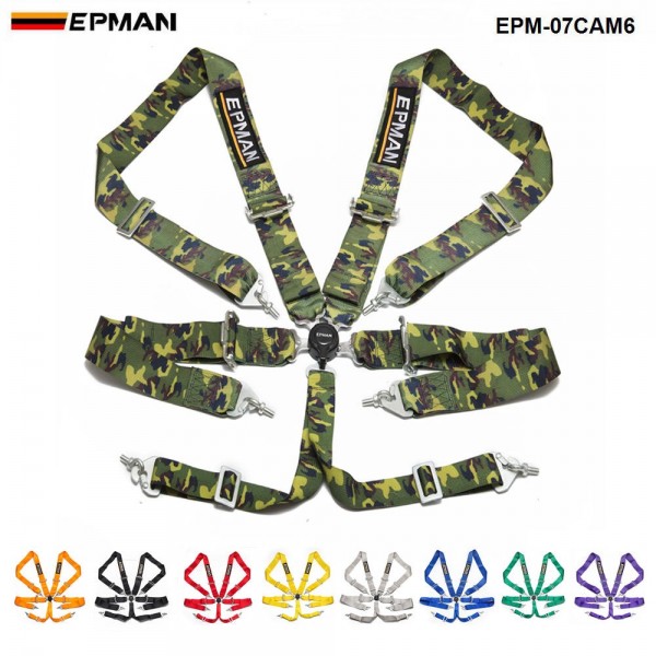 EPMAN Universal Jdm One 6 Point Racing Safety Harness Camlock 3" Steap Seat Belt Red EPM-07CAM6