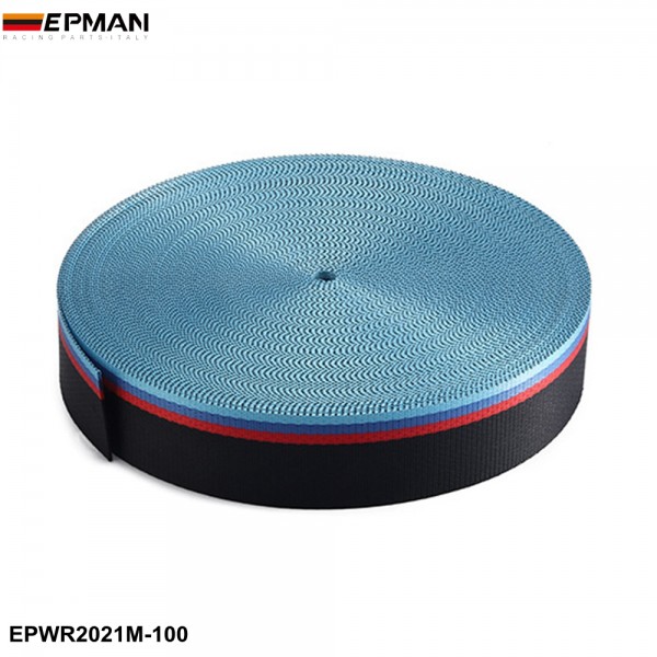  EPMAN Universal 100Meters/Roll Seat Belt Red Blue Black Mixed-Color Webbing For BMW E F M Series Racing chair EPWR2021M-100