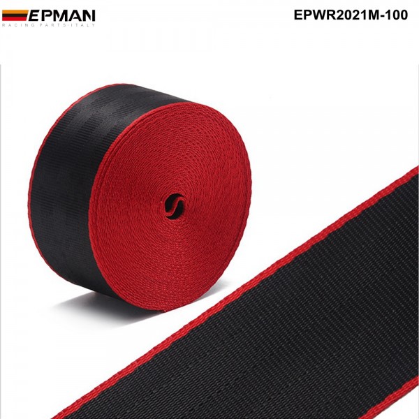  EPMAN Universal 100Meters/Roll Seat Belt Red Blue Black Mixed-Color Webbing For BMW E F M Series Racing chair EPWR2021M-100