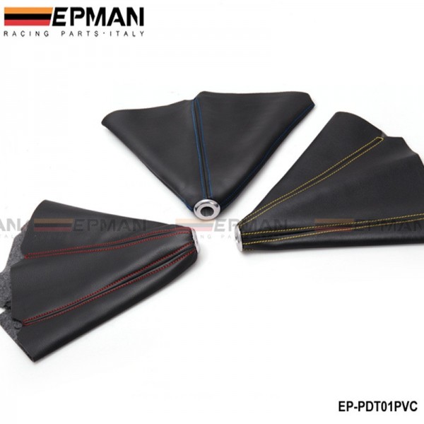 TANSKY JDM Universal Black PVC Grain Shifter Knob Boot Cover Red Yellow blue Stitching EP-PDT01PVC TANSKY JDM Universal Black PVC Grain Shifter Knob Boot Cover Red Yellow blue Stitching EP-PDT01PVC