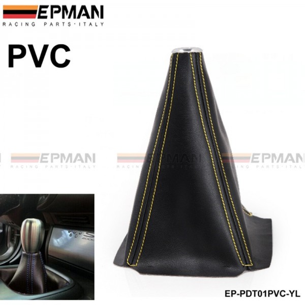 TANSKY JDM Universal Black PVC Grain Shifter Knob Boot Cover Red Yellow blue Stitching EP-PDT01PVC