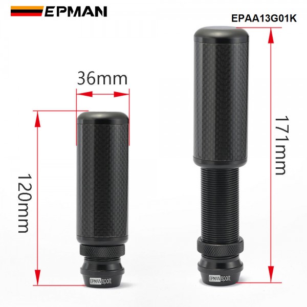 EPMAN Real Carbon Fiber Stealth Adjustable Height Gear Knob