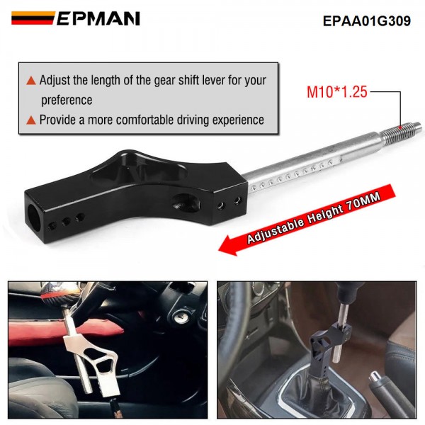 EPMAN Universal Aluminium Adjustable Gear Shift Knob Extender Height Lever Extension Car Gear Shifter Extender With Adapters EPAA01G309 EPMAN Universal Aluminium Adjustable Gear Shift Knob Extender Height Lever Extension Car Gear Shifter Extender With Adapters EPAA01G309