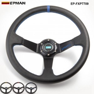 EPMAN -14inch 350mm Deep Corn Drifting PVC Steering Wheel  Universal Car Auto Racing Steering wheels EP-FXP7709