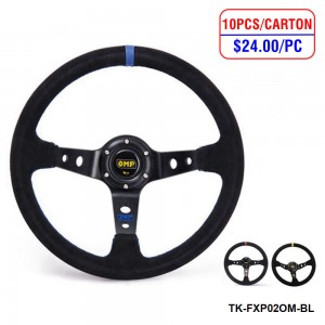 10PCS/Carton Sport Racing Steering Wheel Race Suede Leather 350mm Modified Auto Racing steering wheel TK-FXP02OM