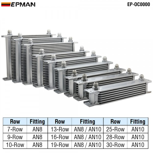 TANSKY Aluminium British Style Egine Transmission Oil Cooler AN8 / AN10 Fitting  7/9/10/13/16/19/25/28/30 Row