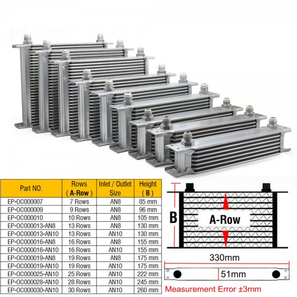 TANSKY Aluminium British Style Egine Transmission Oil Cooler AN8 / AN10 Fitting 7/9/10/13/16/19/25/28/30 Row TANSKY Aluminium British Style Egine Transmission Oil Cooler AN8 / AN10 Fitting 7/9/10/13/16/19/25/28/30 Row
