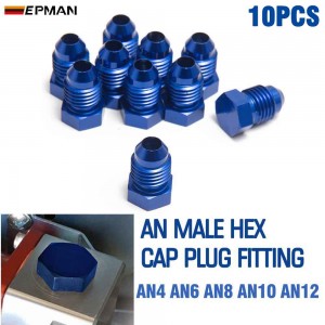 TANSKY 10PCS/LOT 4AN 6AN 8AN 10AN 12AN Male Flare Blanking Plug Fitting Adapter Hex Aluminum Blue