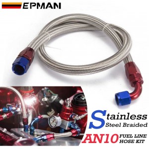 TANSKY AN10 Stainless Steel Braided Line Fuel Hose Kit With Oil Hose Ending Fitting 10AN Straight & 90 degree